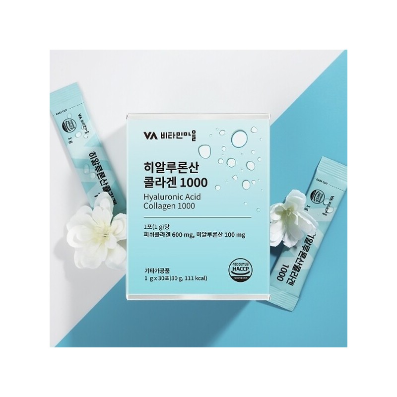 Vitamin Village 비타민마을 히알루론산 콜라겐 1000 1박스 30포 Vitamin Village