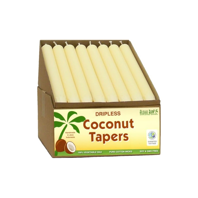 Aloha Bay Coconut Taper Candle – Dripless, Unscented 9 Inches