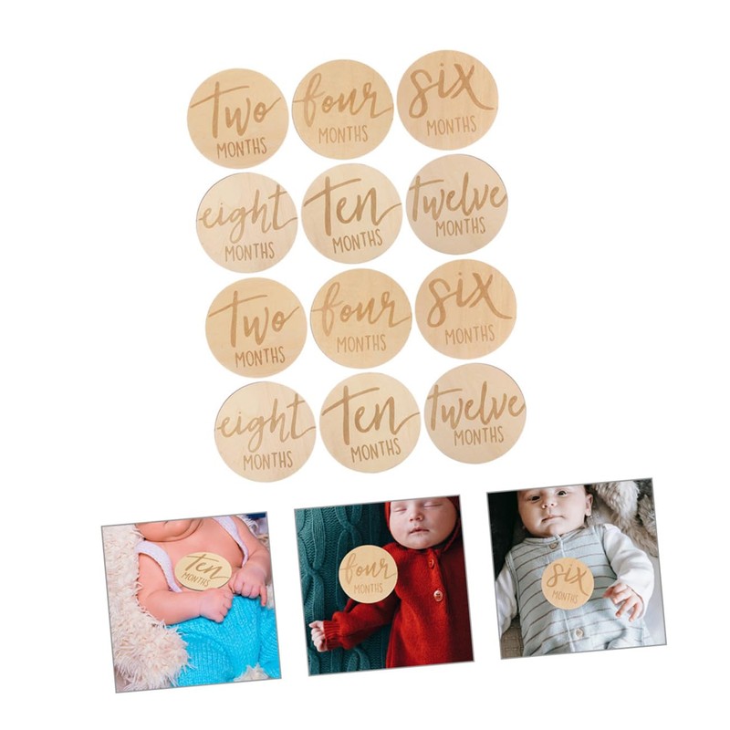 Kisangel 12 pcs Double Sided Round Monthly Milestone Markers Growth