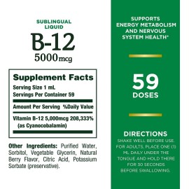 Vitamina B12 5000 Mcg, Nature's Bounty, Gotas 59 Ml.