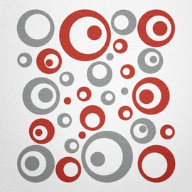 WANDfee® Wall Tattoo, Circles, Dots, 50 Stickers, Colour Choice For Children's Bedroom, Living Room, Hallway, Bathroom, Kitchen, Tile Stickers, red