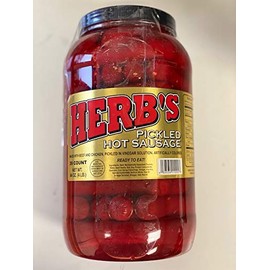 Herb's Snack Foods Pickled Hot Sausage Beef & Chicken No Pork In a Brick Grocery Box (39 CT, 64 Oz.)