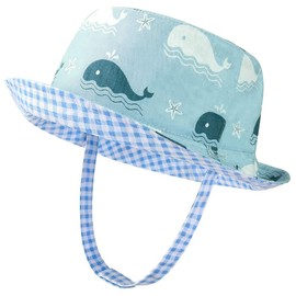 LLZ.COQUE Baby’s/Kids’ Dinosaur Sun Hat, Fishing Hat, Cute Dinosaur, Soft 100% Cotton Summer Hat with Adjustable Chin Strap - Blue, size: 54