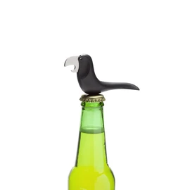BEERDY by PELEG DESIGN: Original Bird-Shaped Bottle Opener with Magnetic Bottom, Black with Stainless Steel Beak as Metal Cap Opener and Tail Handle