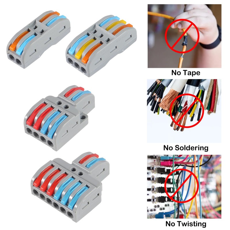 65PCS Lever Wire Connectors, 2 in 2 Out/2 in 4