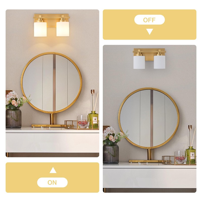 BrkNit 2 Light Modern Bathroom Light Fixtures Over Mirror, Brass