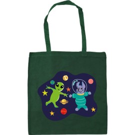 Hippowarehouse Astronaut french bulldog alien Tote Shopping Gym Beach Bag 42cm x38cm, 10 litres