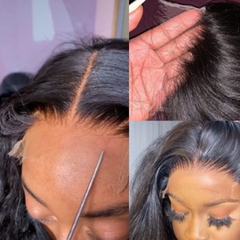 MEODI Bleached Knot 6x6 Skinlike HD Lace Closure Only, Can Melt Into Any Skin Tone 0.1mm Ultra-thin Invisble HD Lace 18 Inch