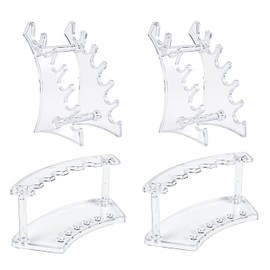 Sissatthai 4Pcs Acrylic Pen Display Stand Clear Pen Holder for Desk, 6-Slot Plastic Pens Organizer Rack Beaded Pencil Holder Rest for Fountain Pens Marker Eyebrow Makeup Nail Brush