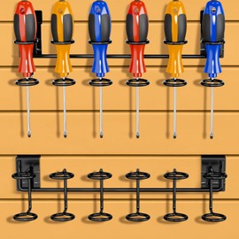 Blulu 2 Pcs Slatwall Screwdriver Holders Slatwall Plier Holders Screw Driver Holders Organizers Slatwall Hooks and Hangers Accessories for Clothing Home Garage Shop Retail Display (Screwdriver Style)