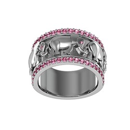 King Greek DELTA SIGMA THETA STERLING SILVER ELEPHANT RING WITH RED CRYSTAL DST-R005 (4)