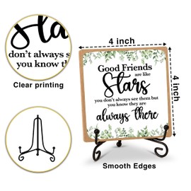 Inspirational Home Office Desk Decor with Stand, Good Friends are Like Stars, Long Distance Friendship Gifts for Women Men Friends Coworkers - A09