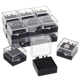 OLYCRAFT 16Pcs Clear Plastic Gift Box For Pin 1.1x1.1x0.4 Inch Black Small Presentation Boxes for Badge Clear Lapel Pin Presentation Display Case for Lapel Pin Gemstone Storage Display