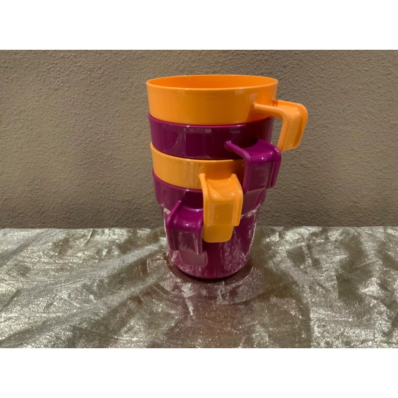 New Set/4 Tupperware Stackable Mugs for your coffee/tea 350ml each