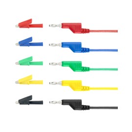 QWORK Pack of 5 Multimeter Test Leads 4 mm Banana Plugs with 10 Pieces Insulated Crocodile Clips, 5 Colours for Voltage Circuit Tester (19A 1000V, 5 Colours)