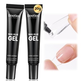 Beetles Gel Nail Kit Almond Nail Tips Easy Nail Extension Set 5 In 1 Nail Glue Gel with Pre shaped Medium Almond Nail Tips & UV Nail Lamp Acrylic Nail Clipper DIY Art Gifts for Her