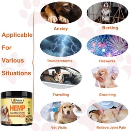 Pedode Hemp Calming Chews for Dogs Help with Dog Anxiety Relief, Stress, Seperation, Barking, Storms, Thunder - Dog Calming Treats - 120 Count - Beef Flavor