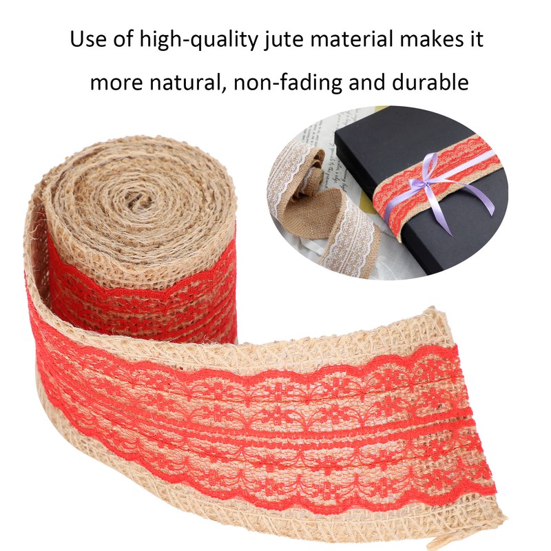 5Pcs Burlap Ribbon Lace Linen Roll Jute Belt DIY Hand