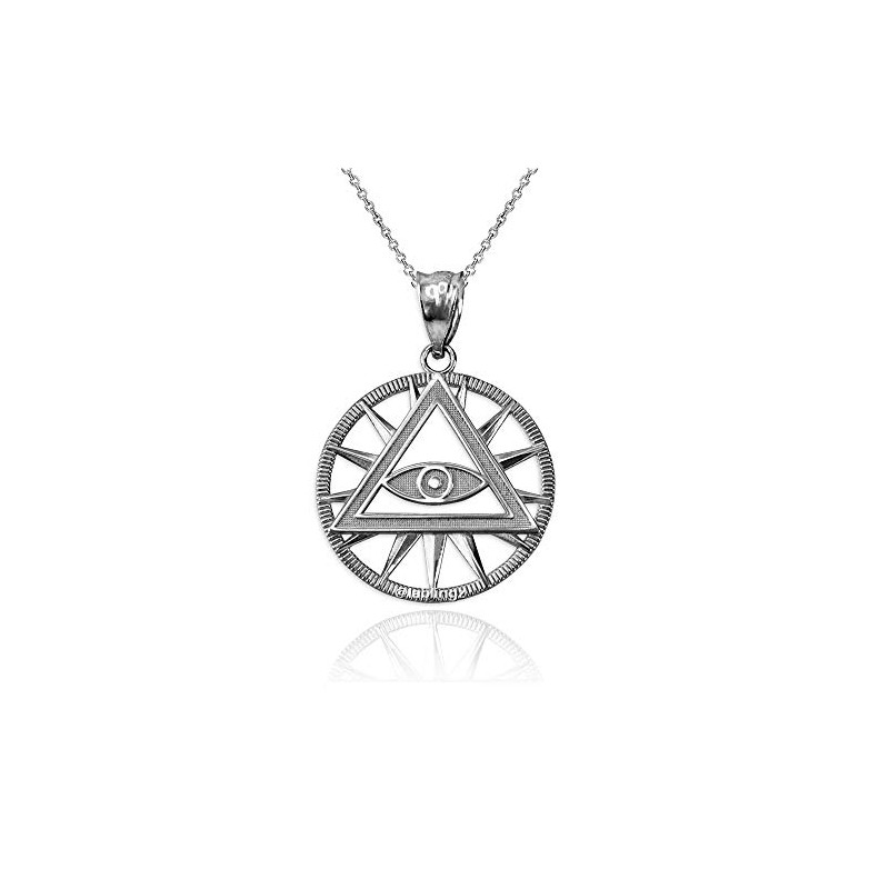 LA BLINGZ Collar con dije de pirámide Illuminati de plata