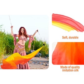 Hitopin 2 Sets Belly Dance Colorful Veil Poi Silk Poi Throwing Balls Poi Throwing Balls Scarf Poi Streamer with Poi Balls Belly Dance Ball for Belly Dance Performance, for Parties Dances Performances
