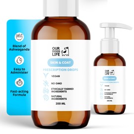 Skin & Coat Supplement Drops for Dogs - Natural Formula for Optimal Skin Health, Environmental Protection and Shiny Coat- Antioxidant Rich Blend-200ml