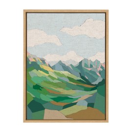 Kate and Laurel Sylvie Mythen Framed Canvas Wall Art by Nikita Jariwala, 18x24 Natural, Soft Colorful Nature Mountain Landscape Art for Wall Home Decor