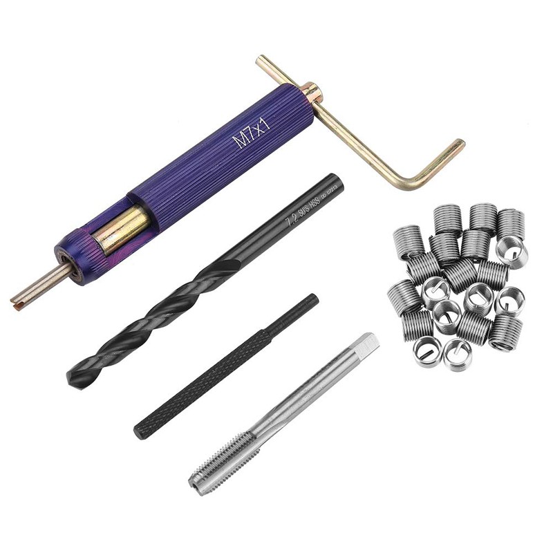 M7x1.0 Helical Threaded Insert Kit, 304 Stainless Steel, Thread Repair