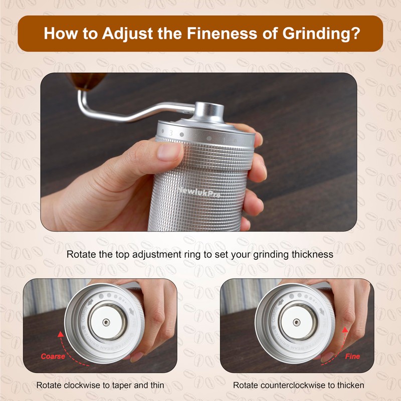 NewlukPro M7 Coffee Grinder Manual,Capacity 35g,Sharp Heptagonal Burr,External 48 Grinding