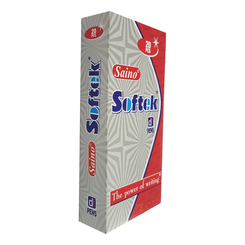 SAINO Softek Ballpoint Pens, BLUE, Fine Point (0.7mm), Pack of