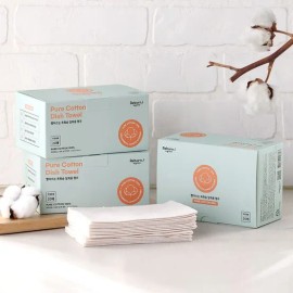 리본제이 빨아쓰는 무표백 목화솜 순면 100% 일회용 행주 60매 (20매 x 3박스) 100% Cotton Unbleached Reusable Disposable Dish Cloths 60 Sheets (20 Sheets x 3 Boxes)