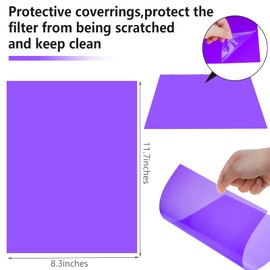 9 Pack Gel Filter Colored Overlays Correction Gel Light Filter Transparent Color Film Plastic Sheets, 11.7 by 8.3 Inches (Purple)
