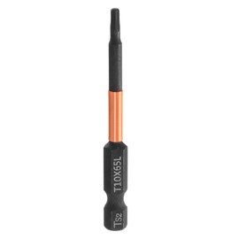 sourcing map T10 Torx Head Screwdriver Bit 2.56" (65mm) Long 1/4" Hex Shank Magnetic No Hole Tamper Proof 6 Point Star Screw Driver Drill Bits Phosphate S2 Steel Industrial Power Tools