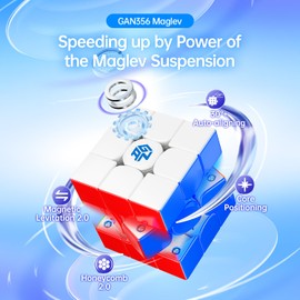 GAN GAN356-Maglev Zauberwürfel Magnetisch 3x3, Profi SpeedCube 56cm, Magic Cube Frost Coated für Kinder Erwachsene-2024 GAN356 Flagship