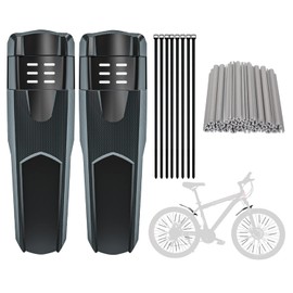 MISSFOX Bicycle Mudguards and Spoke Reflectors Set, 2 Pieces Bicycle Mudguard Mountain Bike and 36 Reflectors, Universal Bicycle Accessories with 8 Cable Ties, Protection Against Splash Water and Dirt