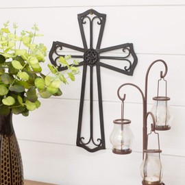 Dicksons Medallion Open Black 18 Inch Metal Decorative Hanging Wall Cross