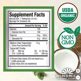 Windmill USDA Organic MCT Oil, 32 Ounces, USDA Certified Organic