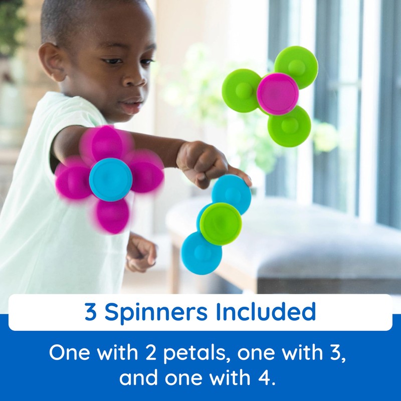 Fat Brain Toys Whirly Squigz, Silicone Spinners and Suction Toys