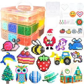 Ironing Beads Set, 20 Colours, 5 mm Ironing Beads with Storage Box, Ironing Beads Plates, Pattern, Beads Set, DIY Design, Gift Craft Ideas for Boys Girls Children 5+