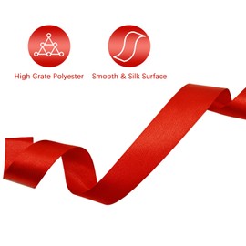 Lrybbon Red Satin Ribbon 1 Inch x 25 Yards Solid Fabric Silk Ribbon for Gift Wrapping Craft Flower Bouquet Hair Bows Making Wedding Party Decoration Sewing Projects