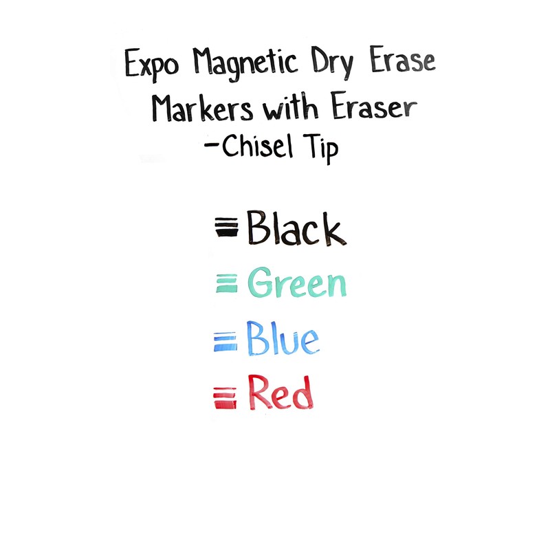 EXPO 1944728 Magnetic Dry Erase Markers with Eraser, Chisel Tip,