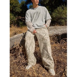 DIOTSR Mens Baggy Sweatpants Athletic Graphic Print Joggers Workout Streetwear Pants with Pockets (White Tree,Large)