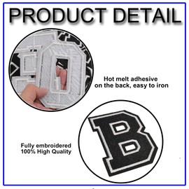 TACVEL 3 Pieces 4.5inch Iron on Letter Patch, Large Letter Patch, Iron Alphabet Letter A-Z Iron on Sew on Patches for Clothes, Dress, Hat, Socks, Jeans, DIY Accessories, 4.5inch (Black, C)