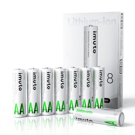 imuto Rechargeable aa Batteries, 2000mWh aa Lithium Batteries 8 Pack, 1.5V 2A Output Double a Battery, 1600+ Cycle Life LiFePO4 Batteries