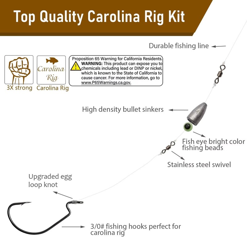 Dovesun Carolina Rig Kit for Bass Fishing Bullet-Weights Carolina Ready