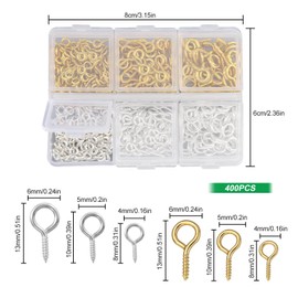 Small Screw Eye Pins for Jewellery Making, 400pcs Mini Eyelet Screws Eye Pin Metal Little Eyelets Screw Threaded for DIY Crafts Pendants Beads