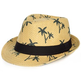 FADACHY Summer Straw Fedora Hat Short Brim Panama Sun Hat Trilby Beach Hat for Men & Women Khaki L Large XL