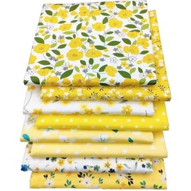 CraftsFabrics 8pcs/lot 50cm x 40cm Yellow Floral Fat Quarters Bundle 100% Cotton Twill Printed Precut Craft Fabric Squares for Quilting, Arts, Crafts, DIY Projects