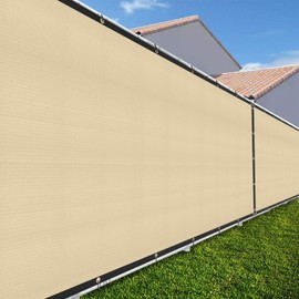 TANG 480 GSM 5' x 4' Beige Solid Vinyl Coated Polyester Mesh Fence Screen Residential Commercial Premium Privacy Fence Screen 3 Years Warranty