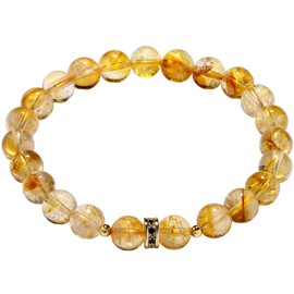 Wizock 8mm Round Crystals Beaded Bracelets Spiritual Stretch Bracelets for Women and Men Birthstone Jewelry Unisex (Citrine)
