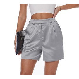 Women's Satin Silky Shorts Dressy Casual Party Wedding Club Shiny Metallic Pants Shorts